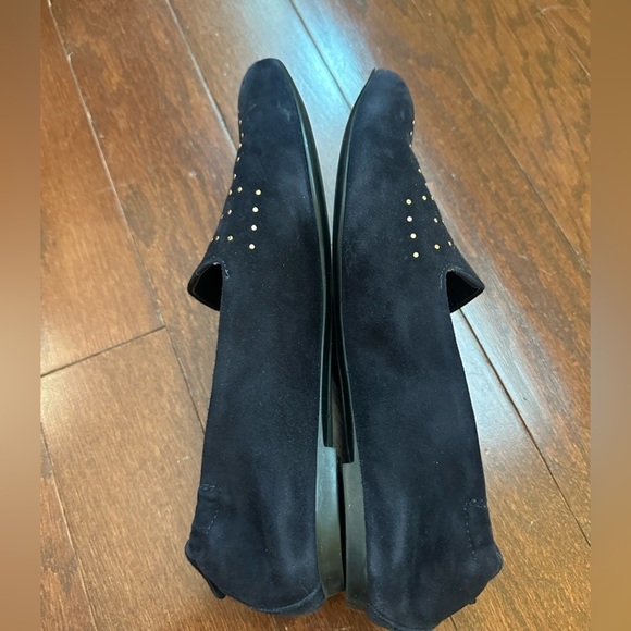Agl Attilio Giusti Leombruni gold Studded Moc Loafers Flats Pointy Toe black 6.5 - Picture 5 of 10